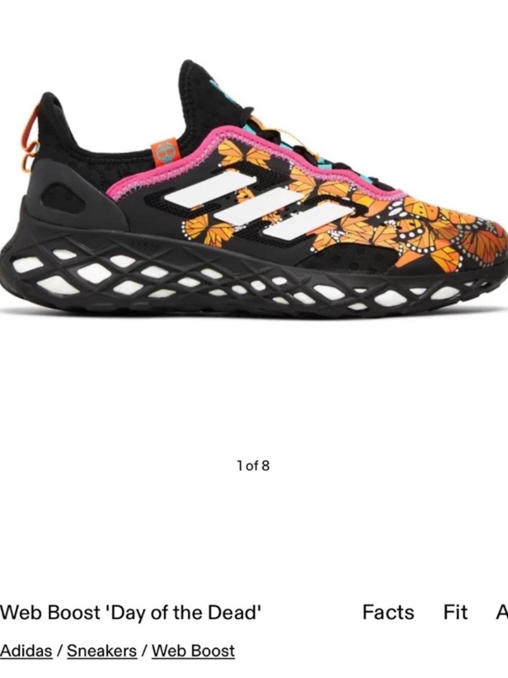 Adidas Web Boost Day of the Dead “Dia de Los Muertos” Sneakers - Black & Orange